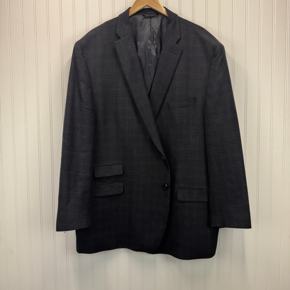Lauren Ralph Lauren‎ Blazer Mens 50R Grey Plaid Elbow Patch Dark Academia Preppy